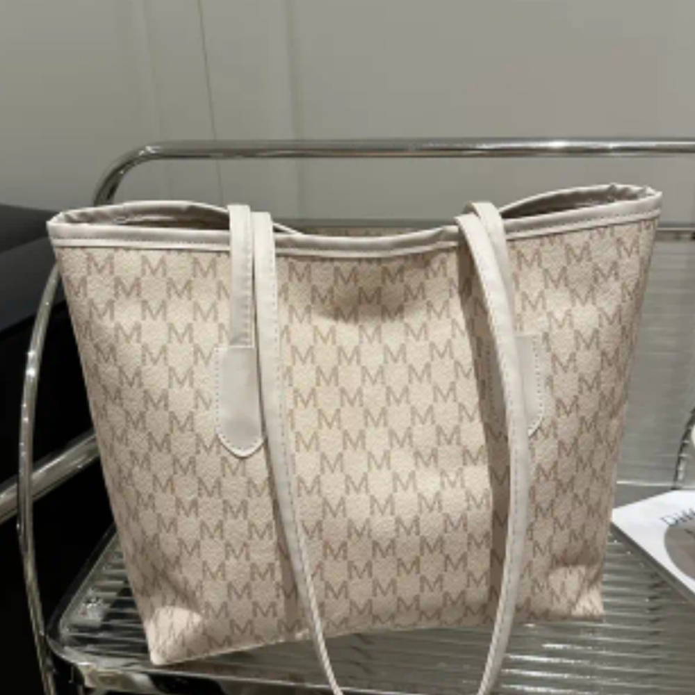 Elegant Cream Monogram Tote Bag